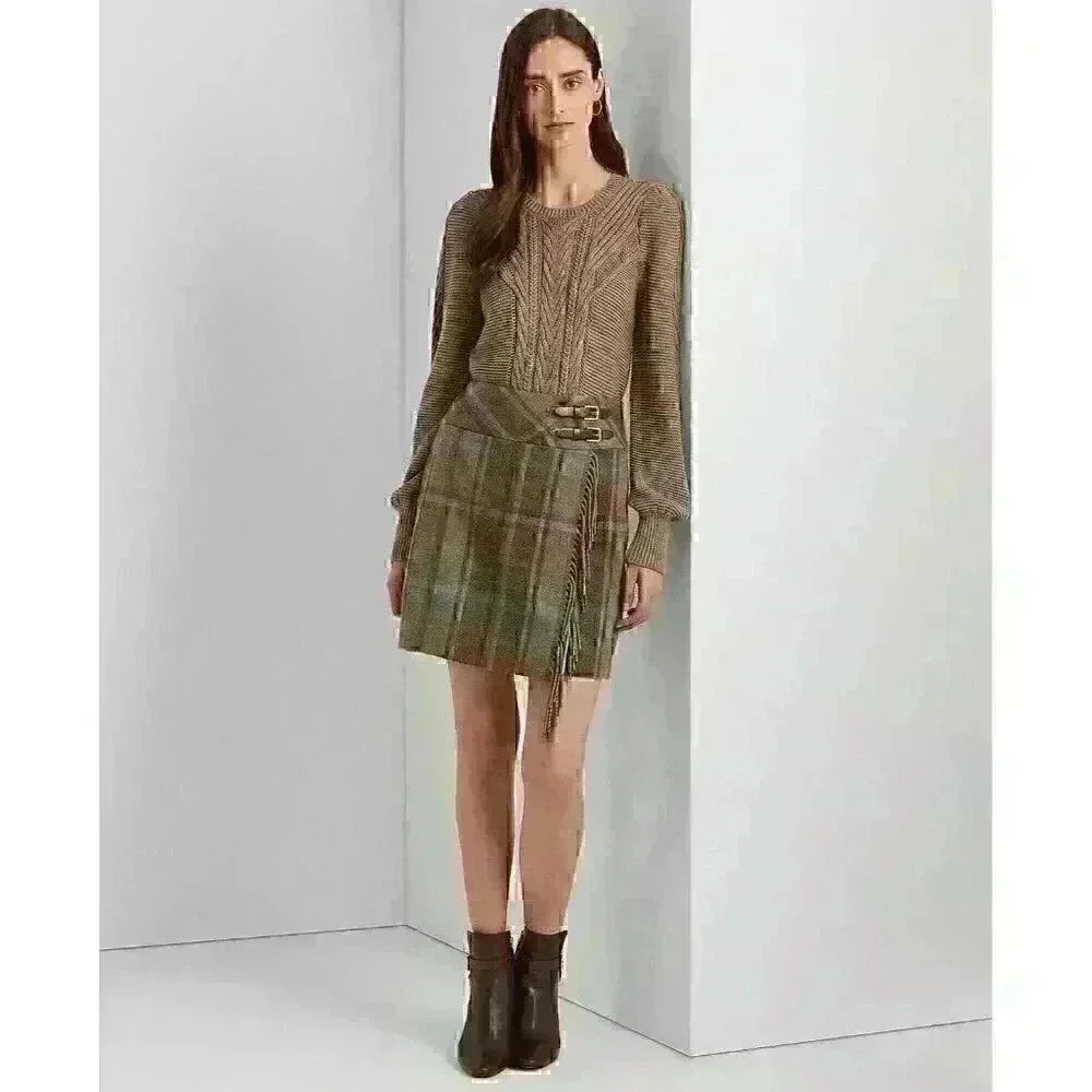 NEW Ralph Lauren Women's 12 Plaid Fringe-Trim Tweed Miniskirt • Reg Price $225 - Picture 5 of 5